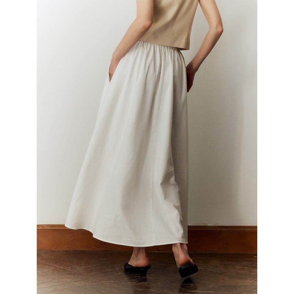 Commense Cotton Linen Maxi Skirt - S - White - Picture 6 of 6